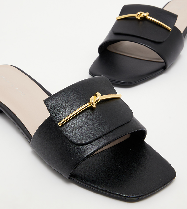 Metallic Accent Slide Sandals