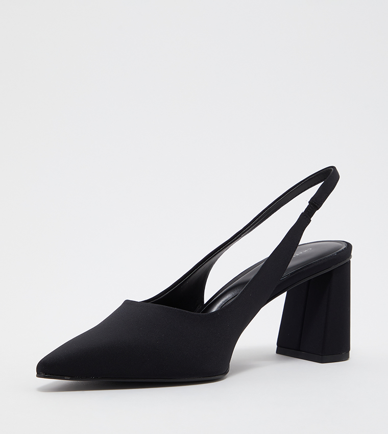 Trapeze Heel Slingback Pumps