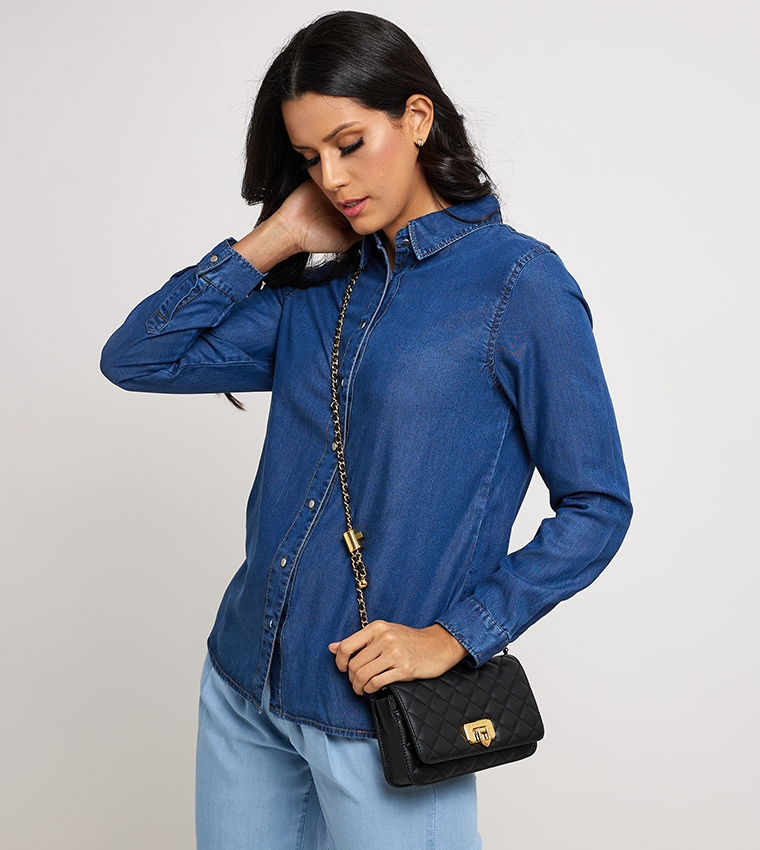 شنطة كروس بادي مبطنة بقفل ضغط 