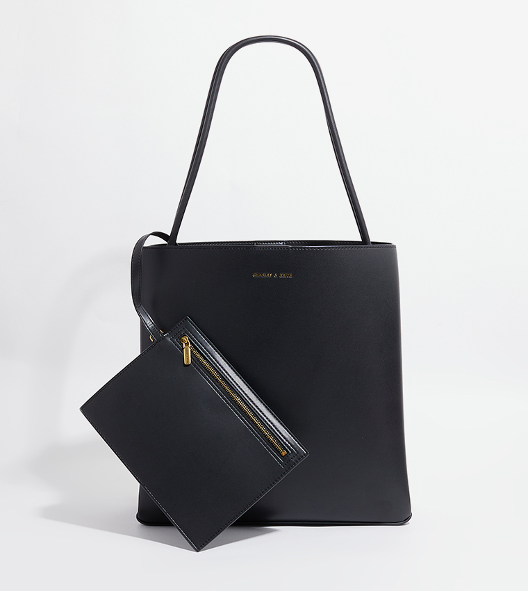 LEIA Textured Logo Detail Tote Bag with Pouch
