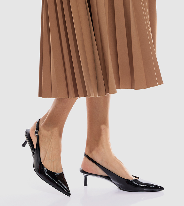 PATENT Pointed Toe Slingback Pumps