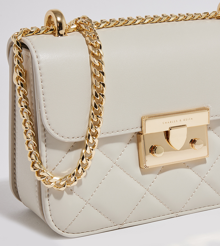 Quilted Push-Lock Crossbody Bag