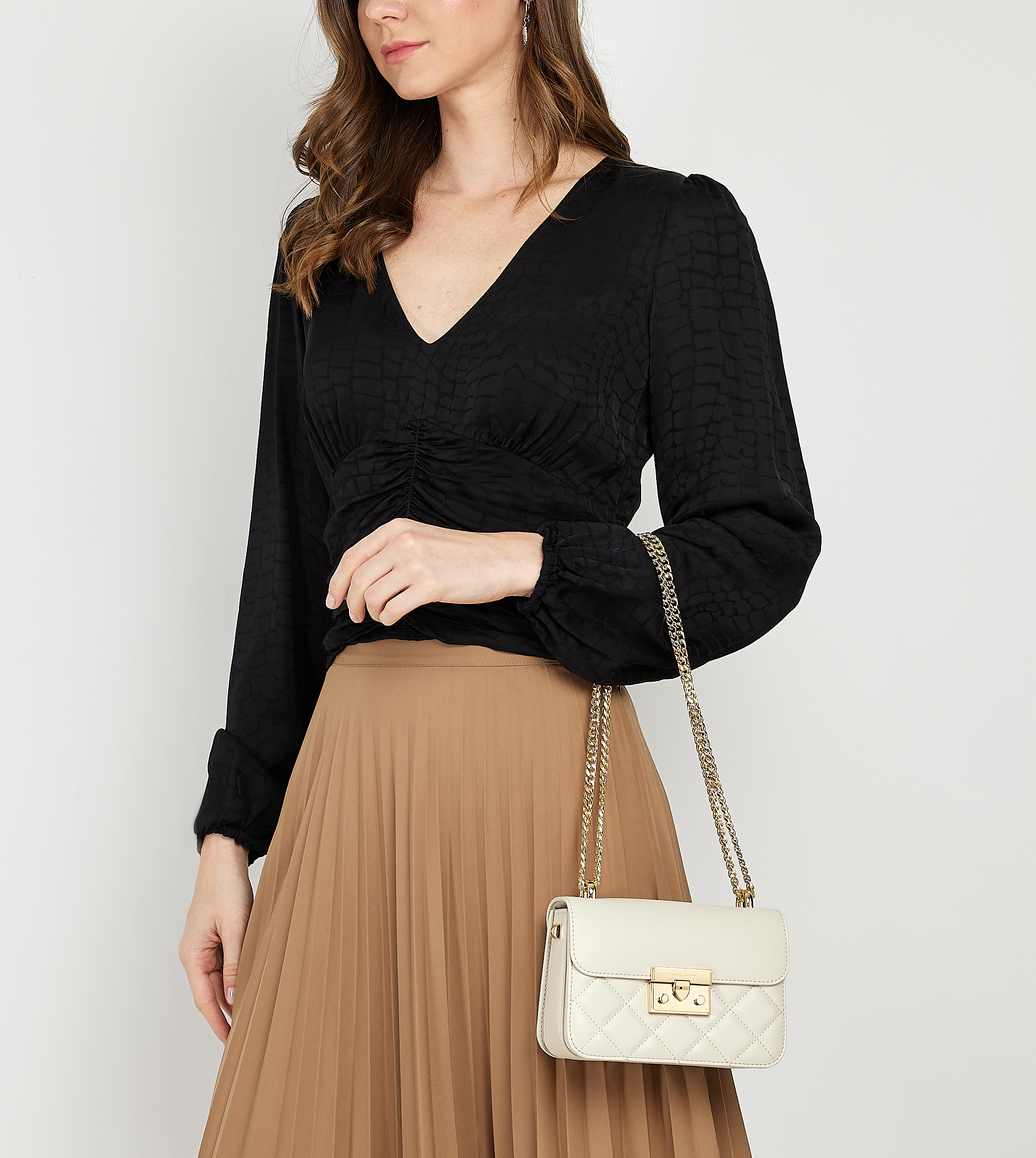 Quilted Push-Lock Crossbody Bag
