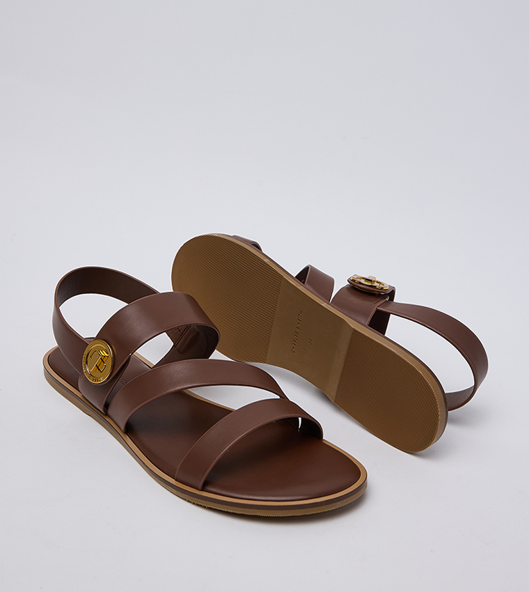 Yara Turn Lock Strappy Flat Sandals