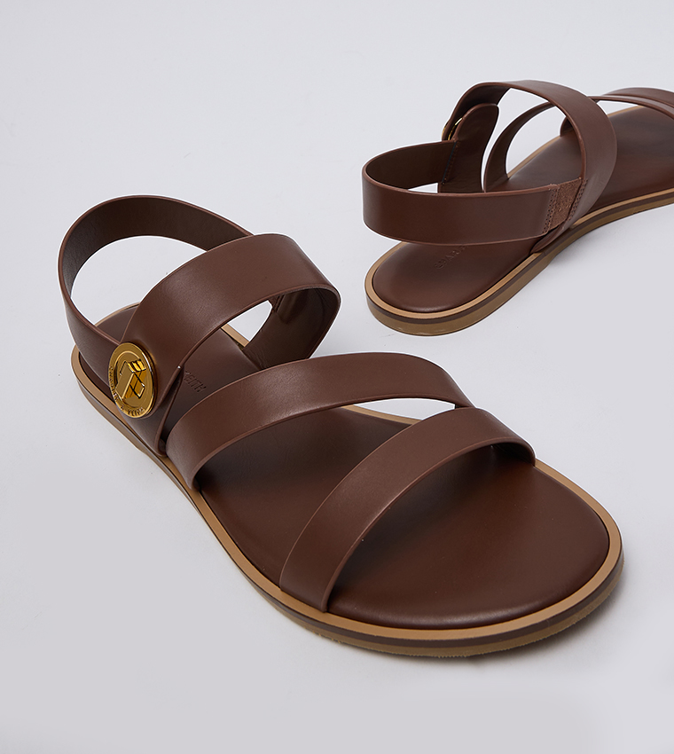 Yara Turn Lock Strappy Flat Sandals