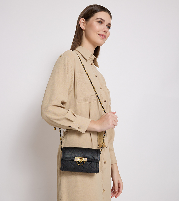 TALLULAH Quilted Push-Lock Clutch Bag
