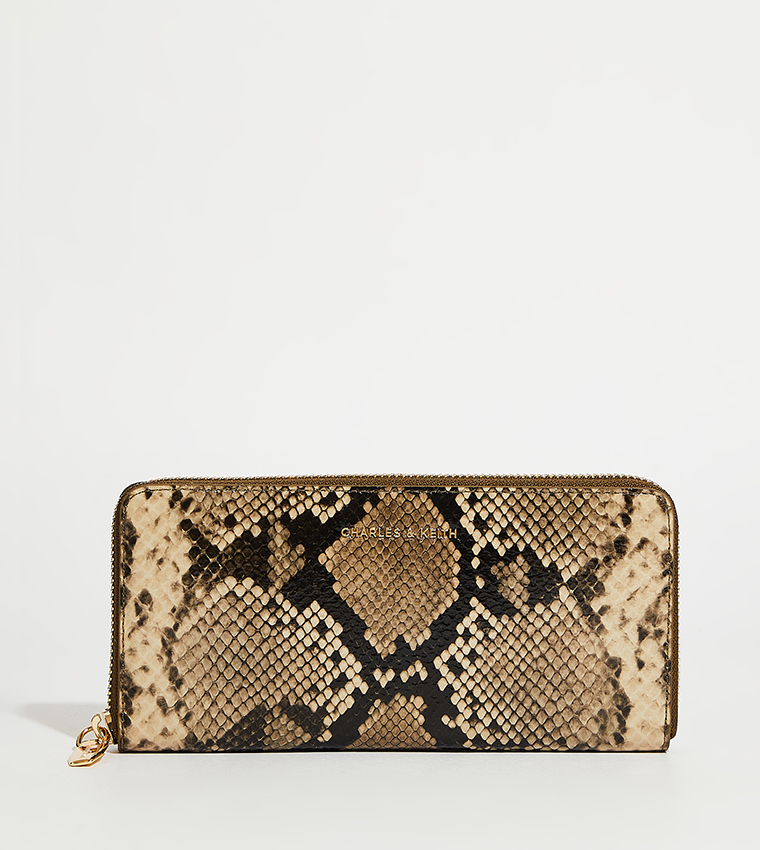 Snakeskin Print Zip-Around Wallet