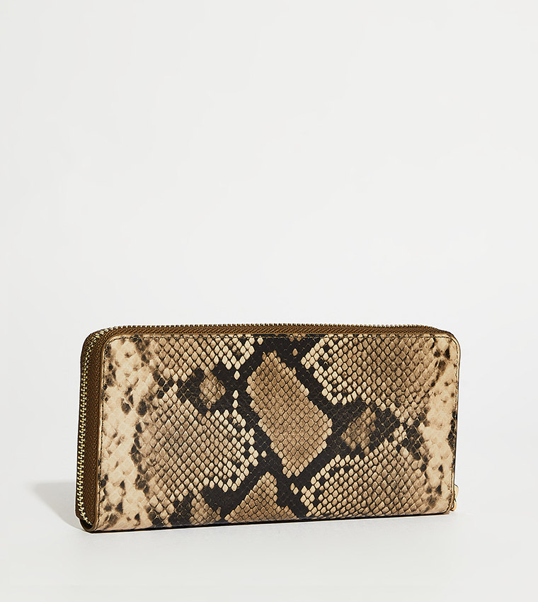 Snakeskin Print Zip-Around Wallet
