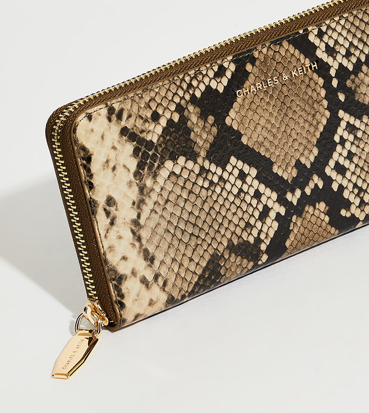 Snakeskin Print Zip-Around Wallet
