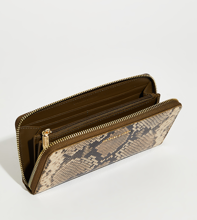 Snakeskin Print Zip-Around Wallet