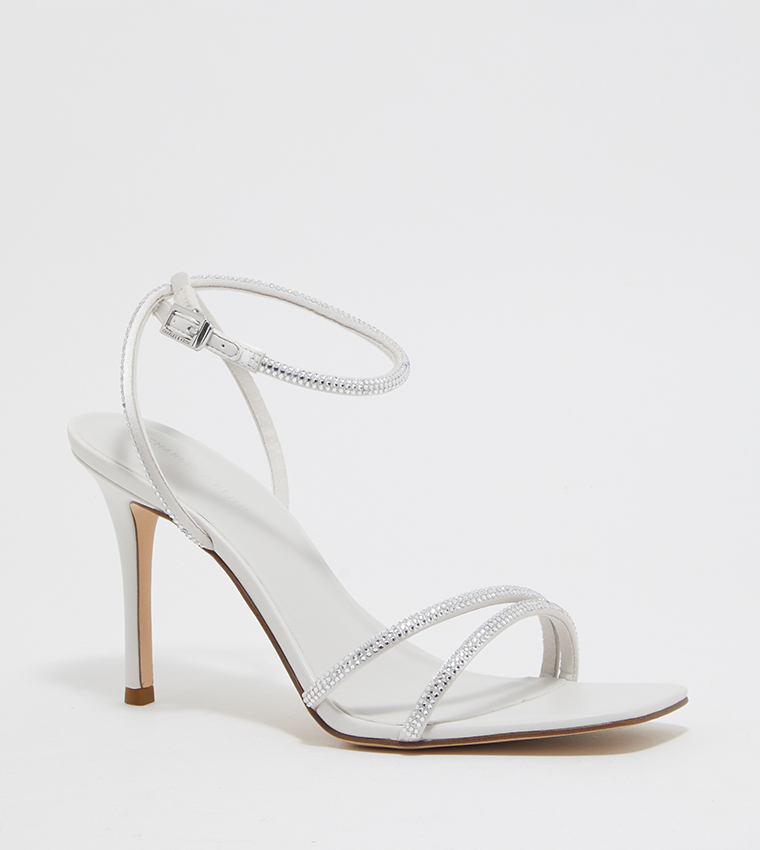 Embellished Ankle Strap Heeled Sandals