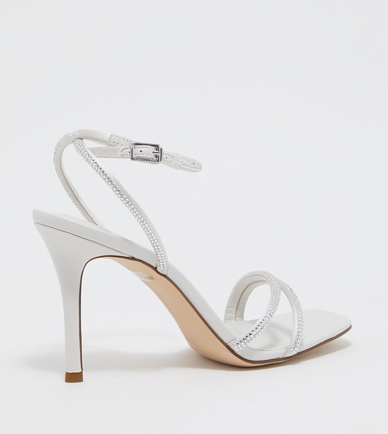 Embellished Ankle Strap Heeled Sandals
