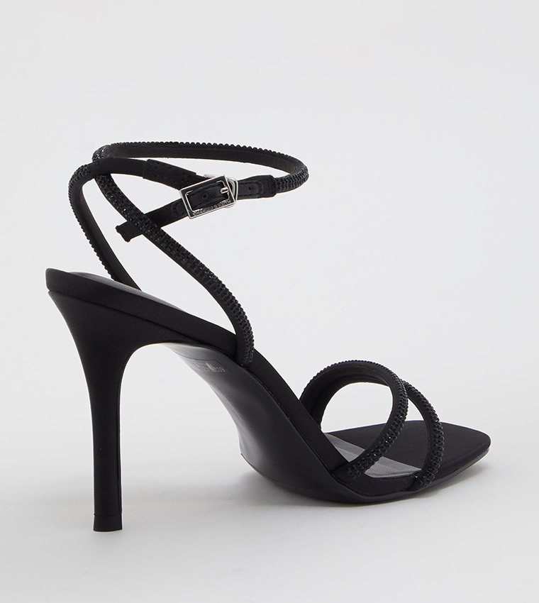 Embellished Ankle Strap Heeled Sandals