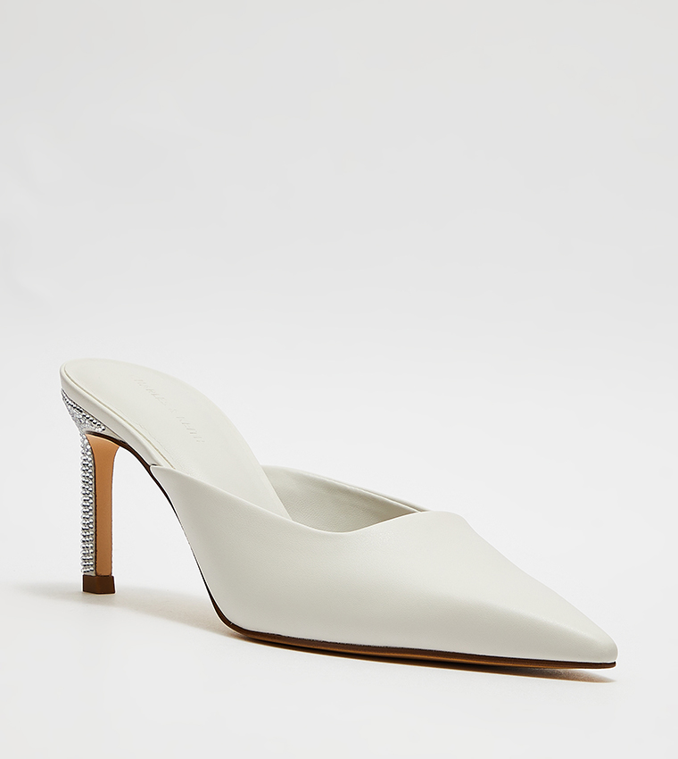 Embellished Heel Mule Pumps