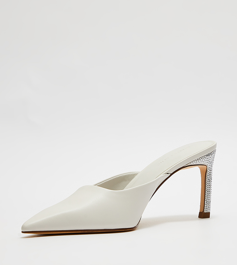 Embellished Heel Mule Pumps