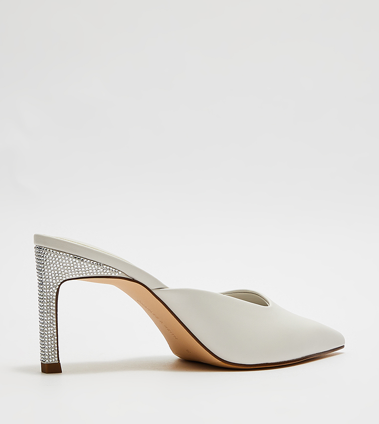 Embellished Heel Mule Pumps