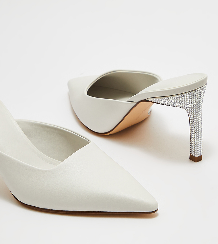 Embellished Heel Mule Pumps