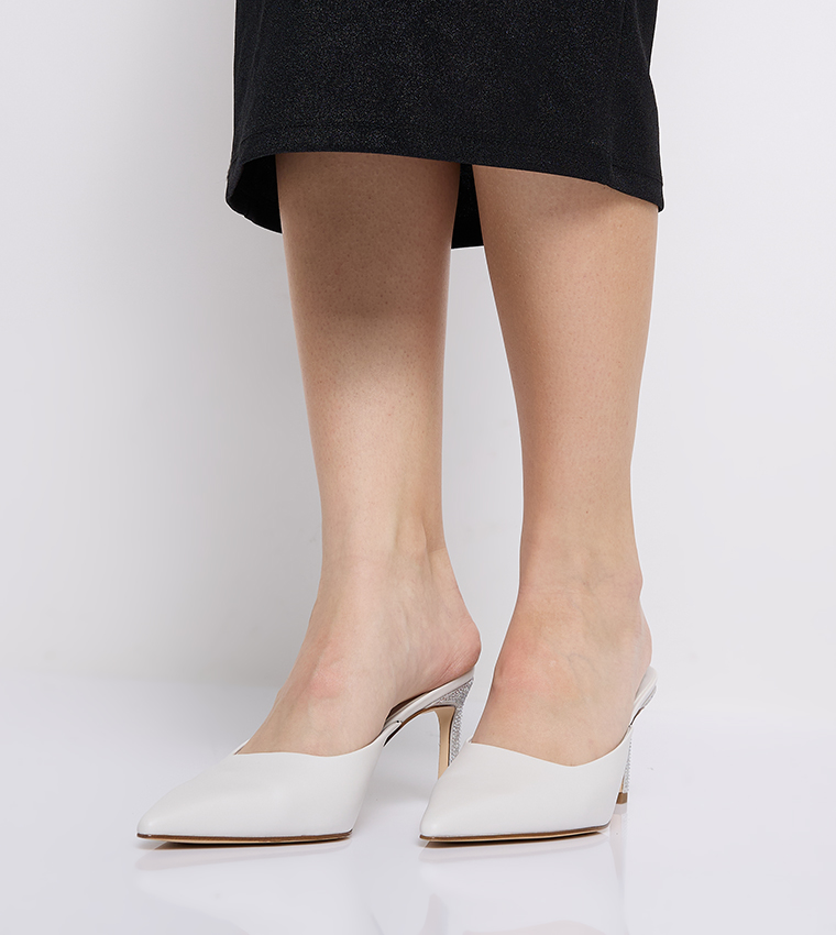 Embellished Heel Mule Pumps