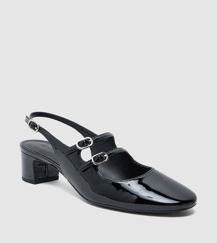 Block Heel Slingback Mary Jane Pumps