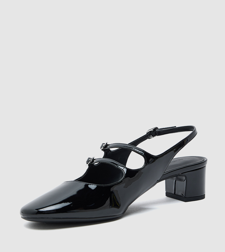 Block Heel Slingback Mary Jane Pumps