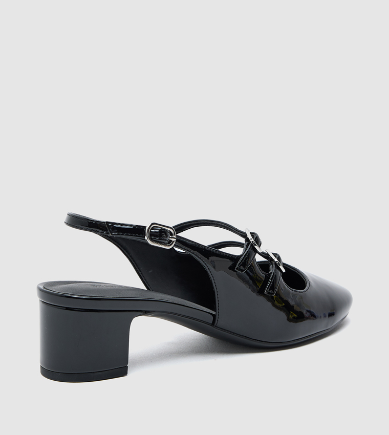 Block Heel Slingback Mary Jane Pumps