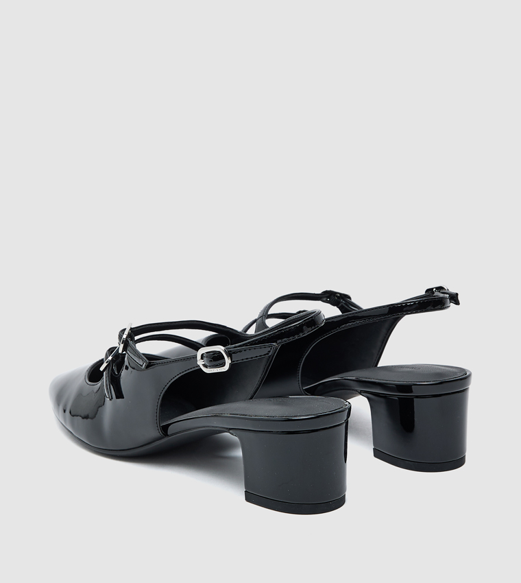Block Heel Slingback Mary Jane Pumps