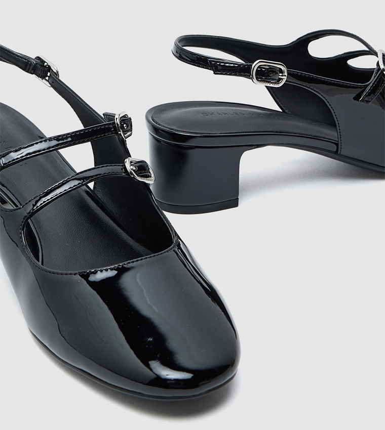 Block Heel Slingback Mary Jane Pumps