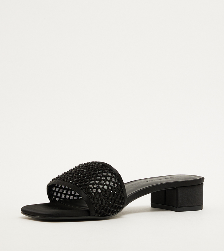 Crystal Embellished Block Heel Sandals