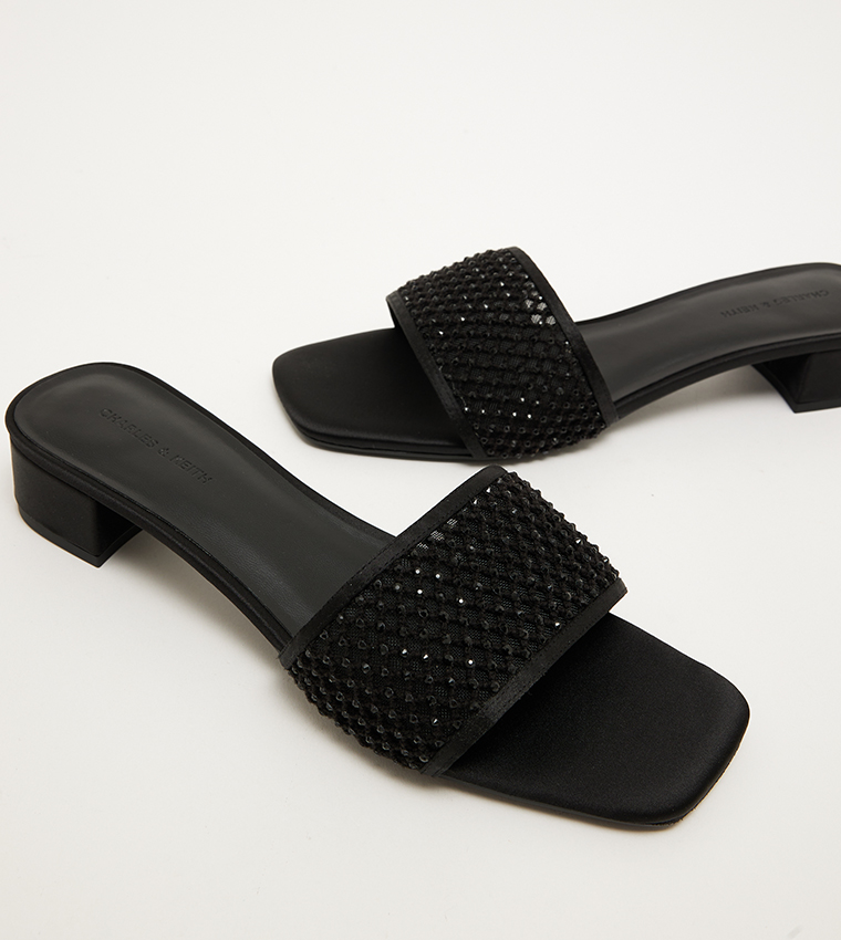 Crystal Embellished Block Heel Sandals