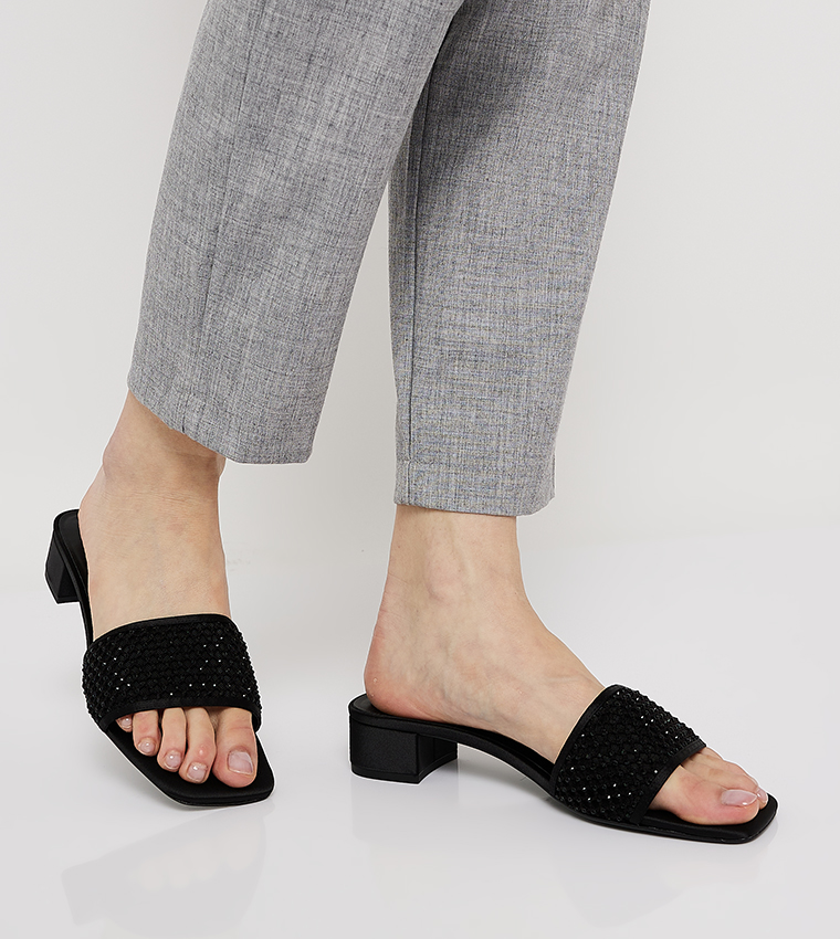 Crystal Embellished Block Heel Sandals