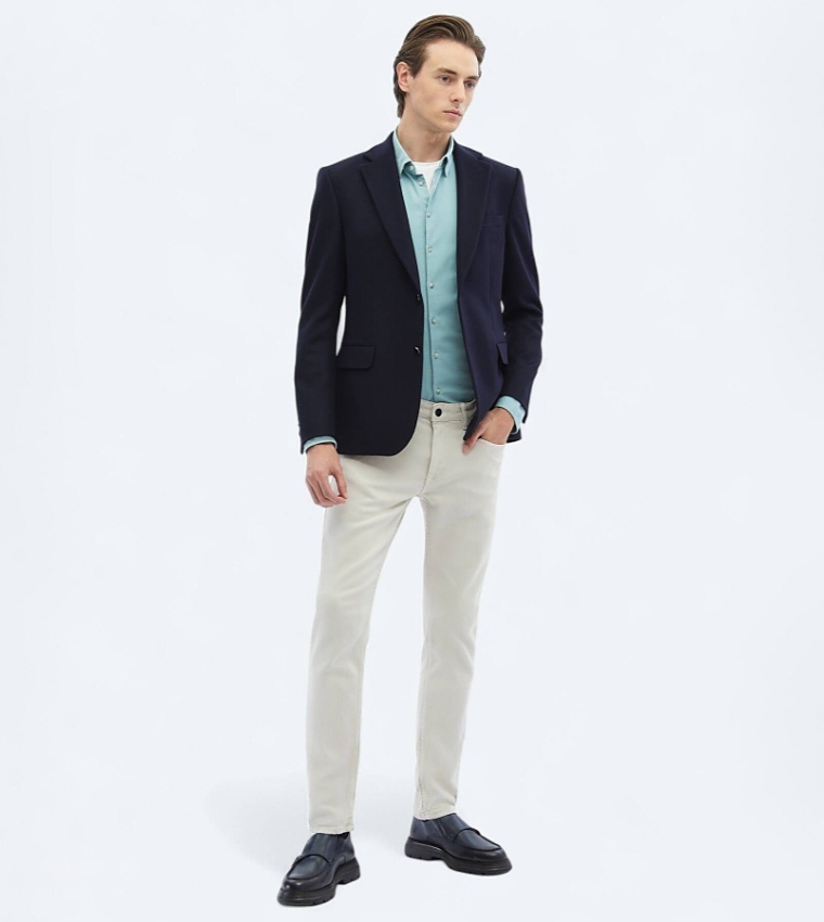 Solid Regular Fit Wool Blend Blazer