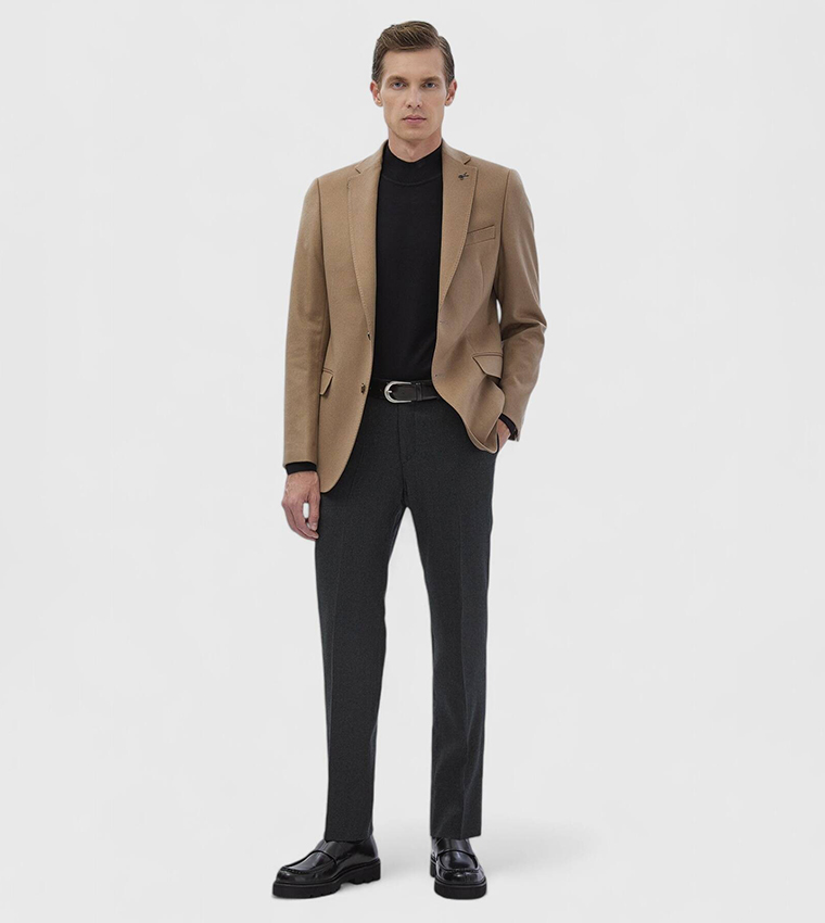 Solid Regular Fit Cashmere Blazer