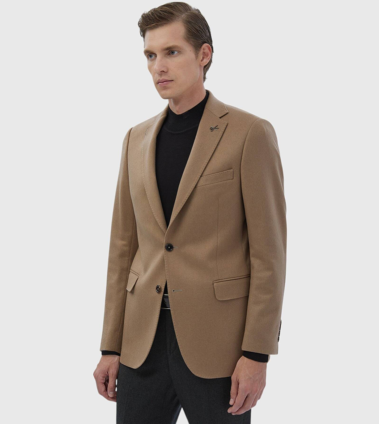 Solid Regular Fit Cashmere Blazer