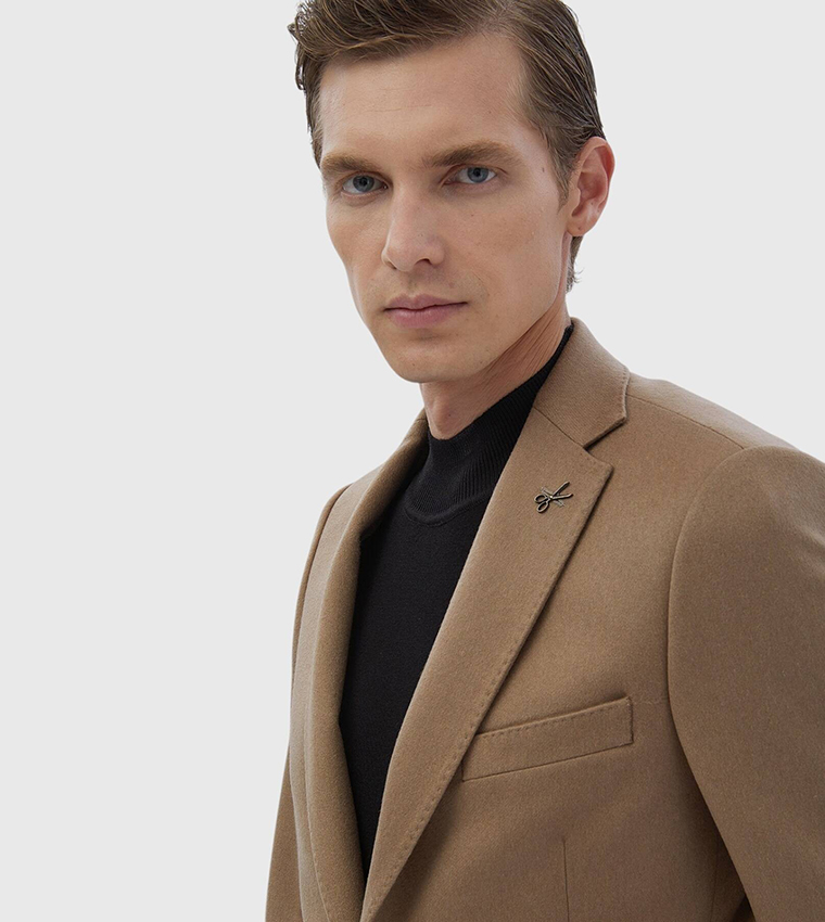 Solid Regular Fit Cashmere Blazer