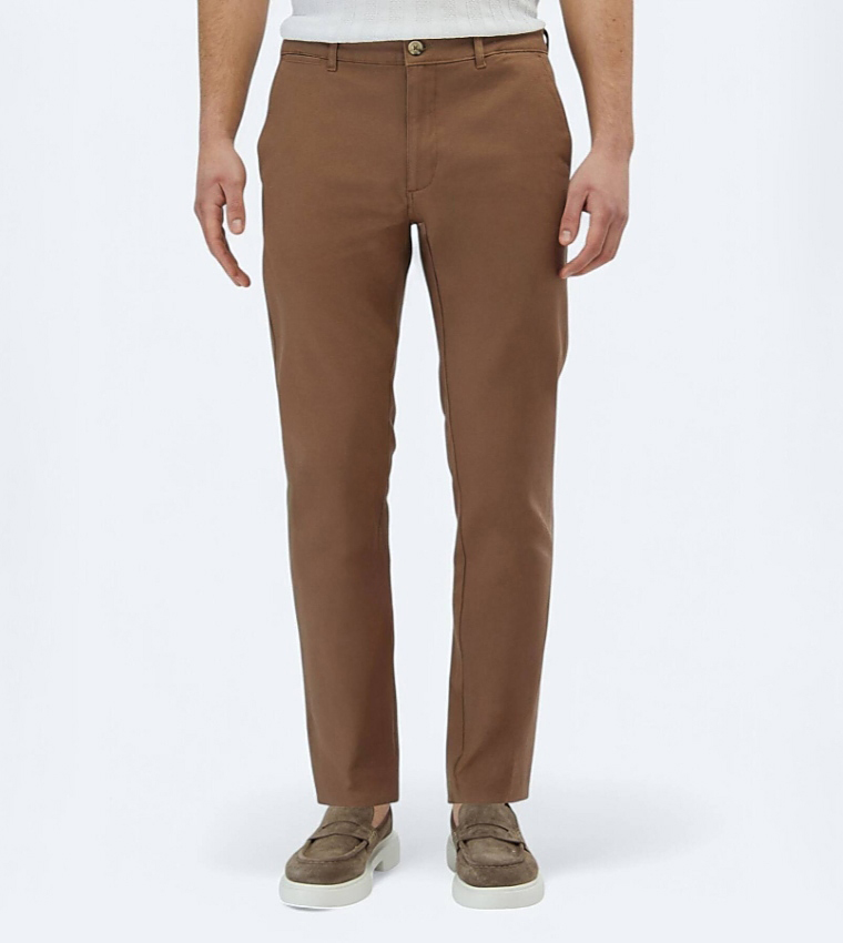 Solid Regular Fit Cotton Blended Trousers