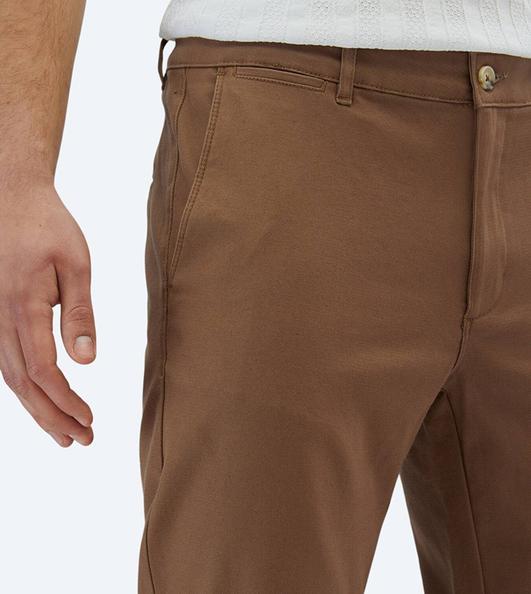 Solid Regular Fit Cotton Blended Trousers