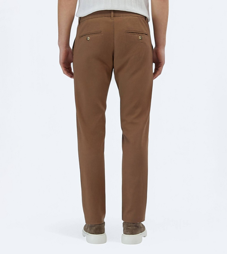 Solid Regular Fit Cotton Blended Trousers