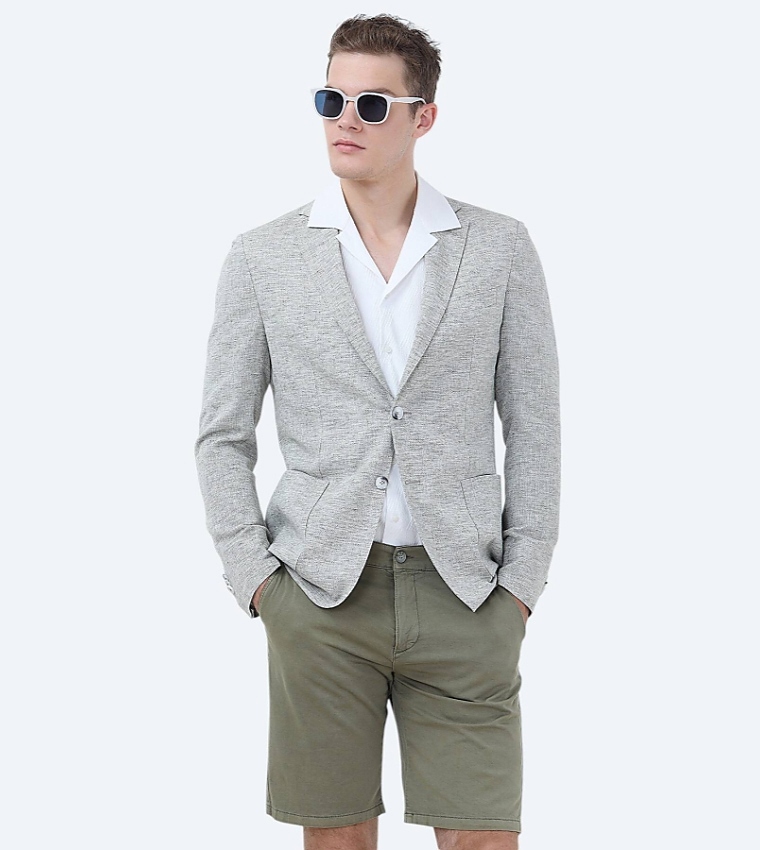 Solid Modern Fit Linen Blend Blazer
