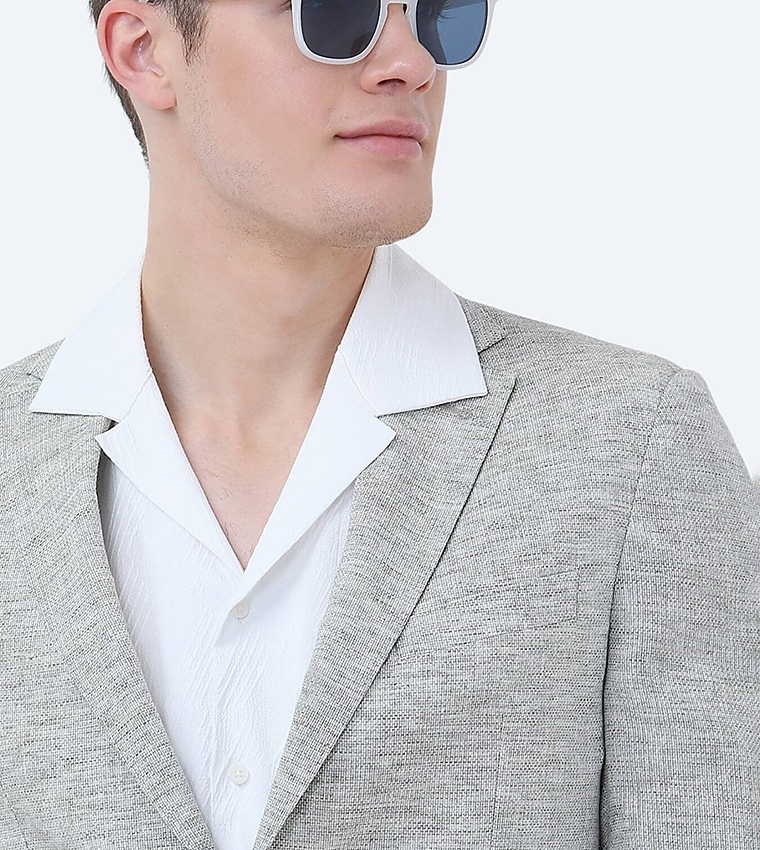 Solid Modern Fit Linen Blend Blazer