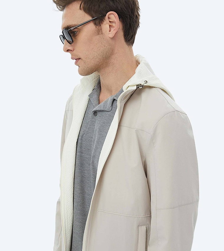 Solid Regular Fit High Neck Reversible Jacket