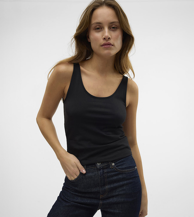 Solid Soft Scoop Neck Tank Top