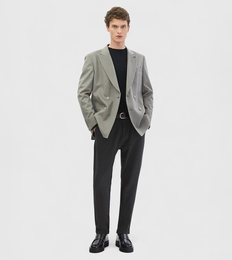 Solid Comfort Fit Wool Blazer
