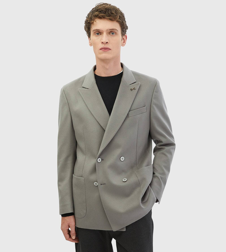 Solid Comfort Fit Wool Blazer