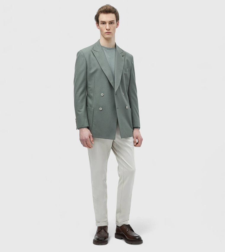 Solid Slim Fit Wool Blended Blazer