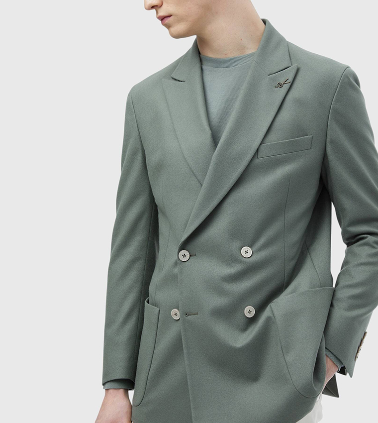 Solid Slim Fit Wool Blended Blazer