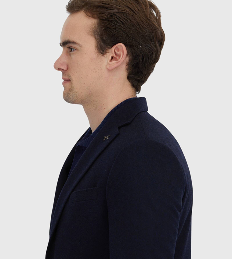 Solid Regular Fit Cashmere Blazer