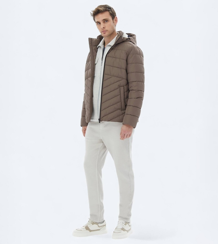 Solid Regular Fit Hooded Puffer Jacket
