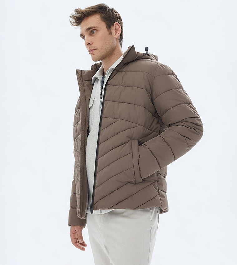 Solid Regular Fit Hooded Puffer Jacket