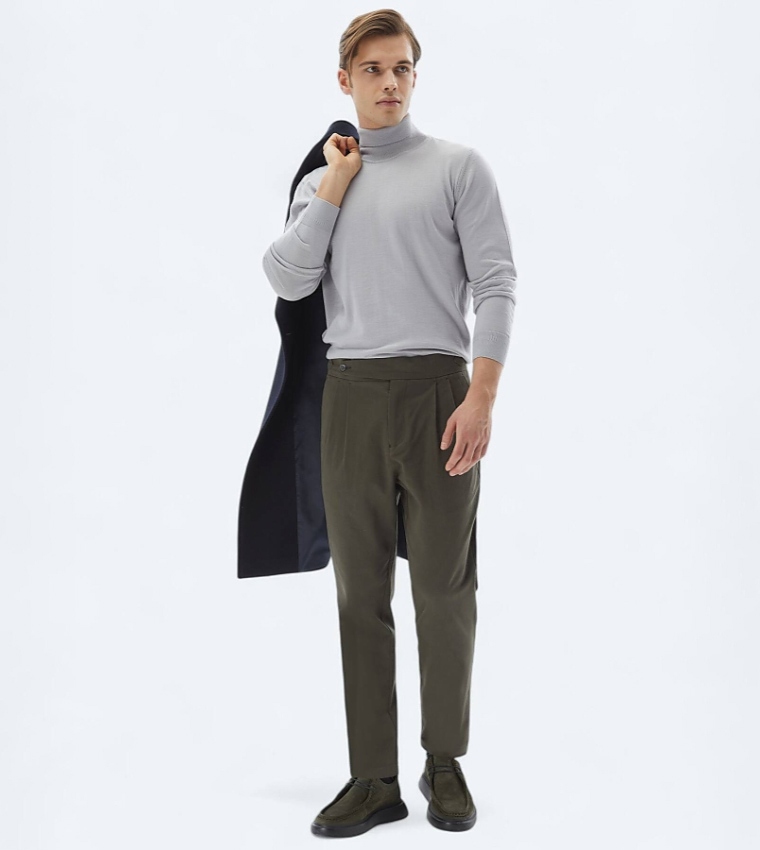 Solid Turtleneck Knit Sweater
