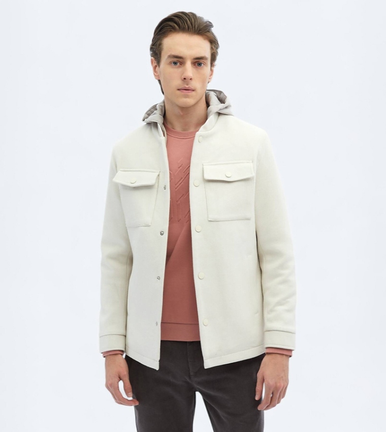 Solid Regular Fit Hooded Woven Jacket
